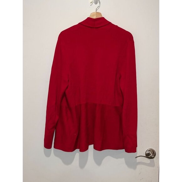 Talbots Red Open Front Cotton Blend Cardigan Sweater Women's Size Large - Picture 4 of 9